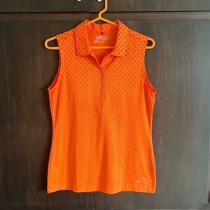 Nike Golf Orange Sleeveless Polo Top Size Small